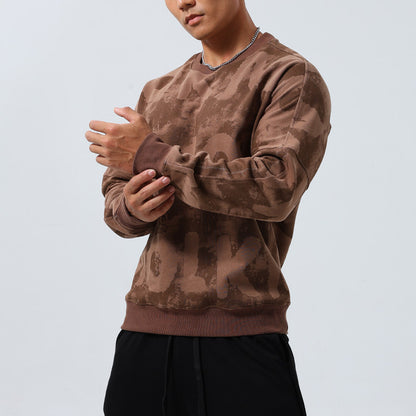 Mens Crew-Neck Pullover Sports Long-Sleeve Sweatshirt