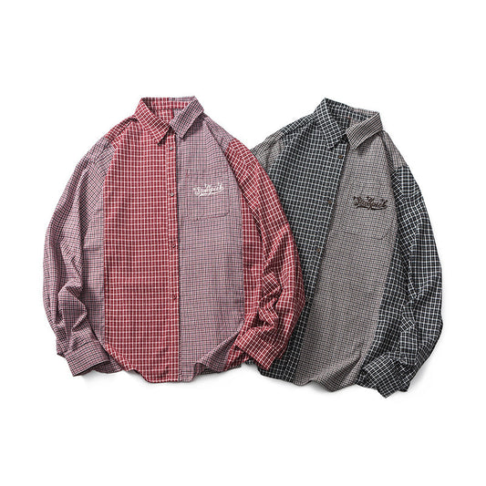 Patchwork Design Men's Check Shirt
