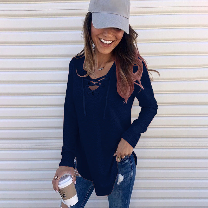V Collar With Loose Top T-shirt
