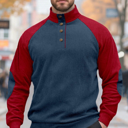 Spring Autumn Men's Outdoor Raglan Sleeve Casual Stand-up Collar Loose Long Sleeve