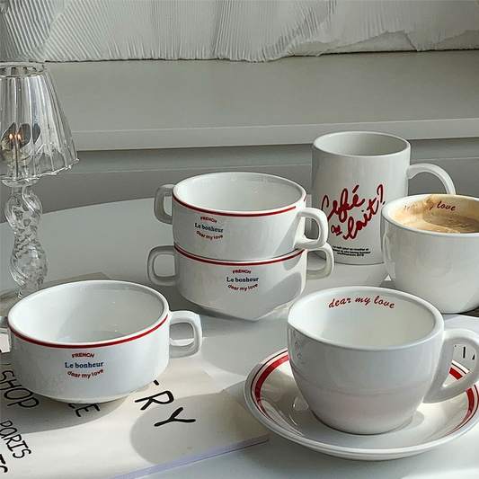 French Letter Amphora Bowl Oatmeal Yogurt Bowl Coffee Cup