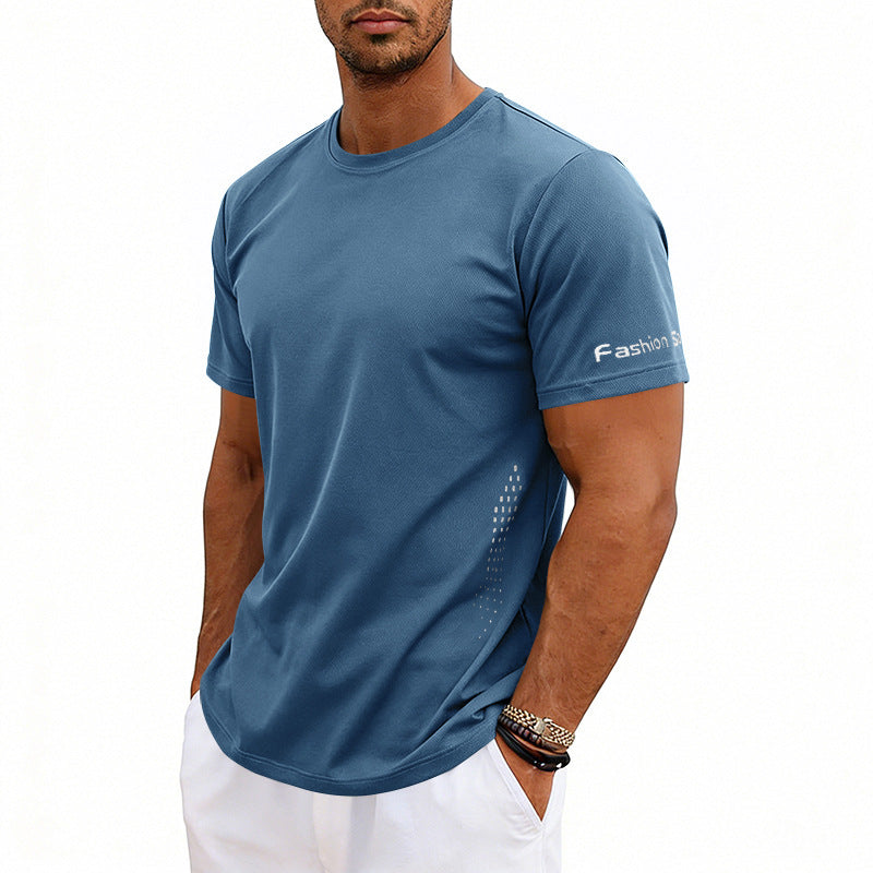 Plus-size Men's Summer Athletic Quick Dry Crewneck Short Sleeves