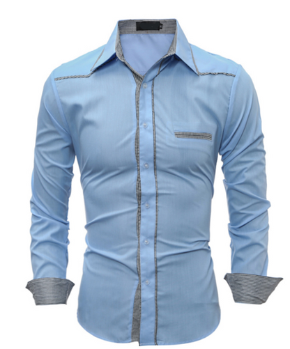 Plaid  Stitching Spread Collar Shirts