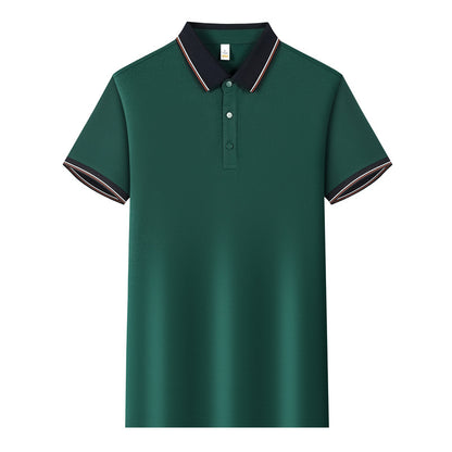 Color Stitching Turnover Neck Short-sleeved Shirt Workwear