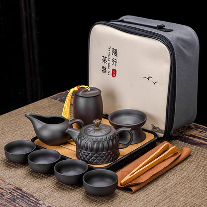 Zisha Travel One Pot Four Cups Portable Tea Set