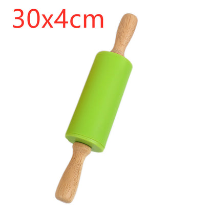 Silicone wooden handle rolling pin