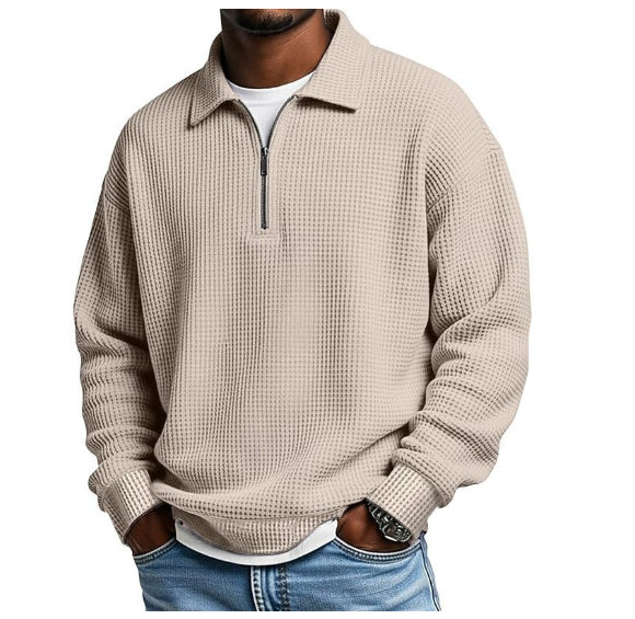 Mens Half-Zip Collared Polo Shirt Top