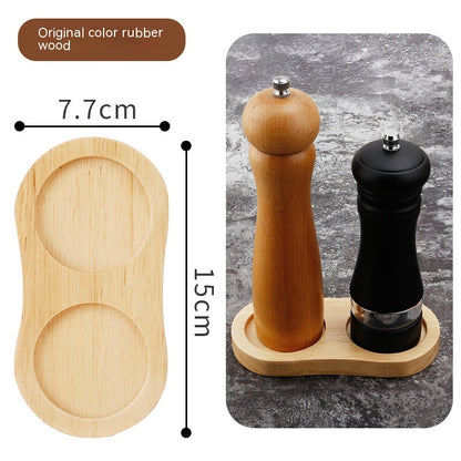Solid Wood Pepper Mill Base Locust Manganese Rubber Wood Double Hole Tray