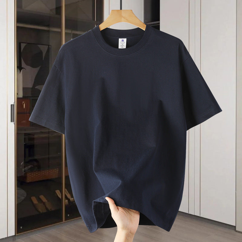 Drop Shoulder Loose Round Neck Pure Color All-matching