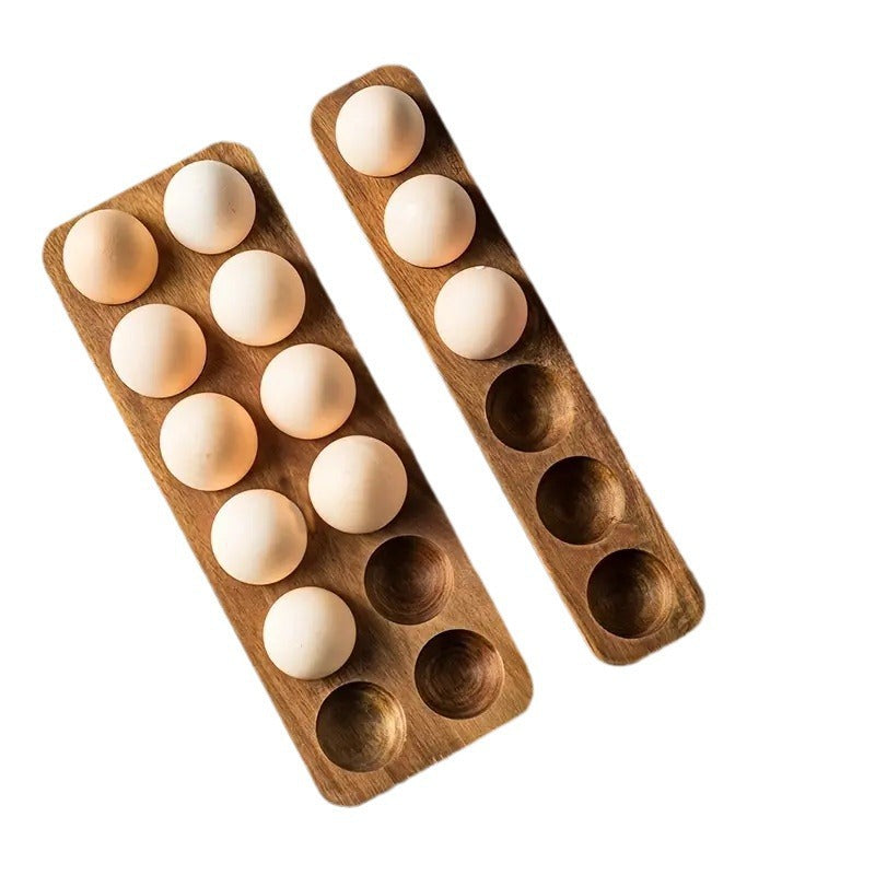 Acacia Solid Wood Simplicity Basic Japanese Egg Tray Shelf Refrigerator Kitchen