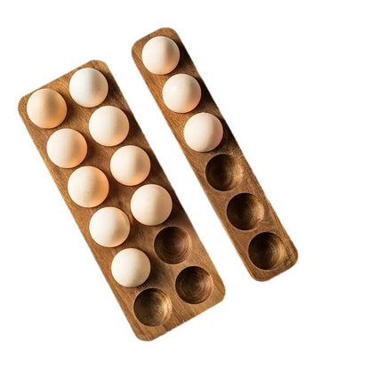 Acacia Solid Wood Simplicity Basic Japanese Egg Tray Shelf Refrigerator Kitchen