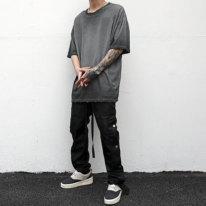 Men's Short-sleeved T-shirts With Heavy Washing And Worn Out