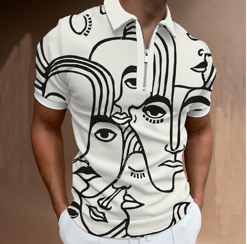 Men's T-Shirt Top With Zipper