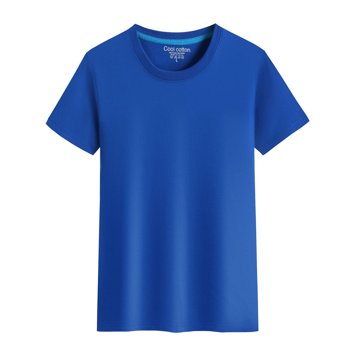 Cotton Blank With No Printed Patterns Round Neck Short T-shirt