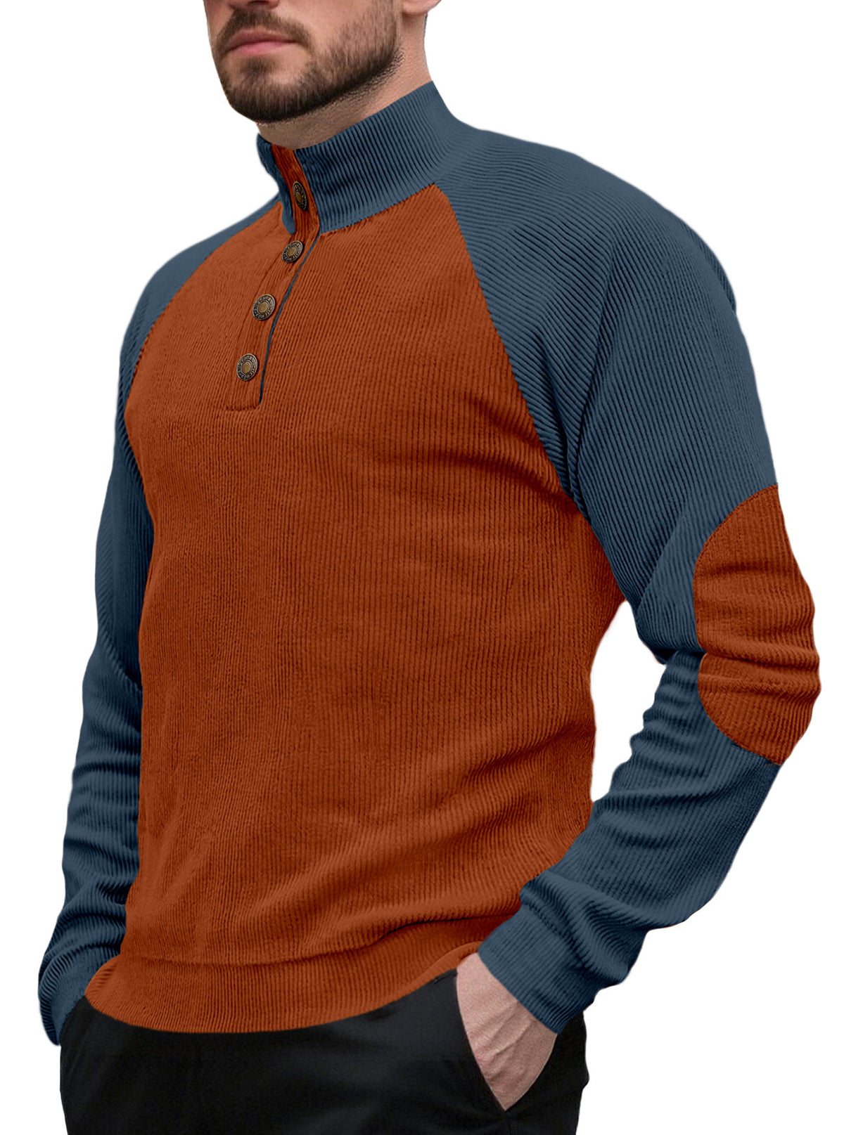 Spring Autumn Men's Outdoor Raglan Sleeve Casual Stand-up Collar Loose Long Sleeve