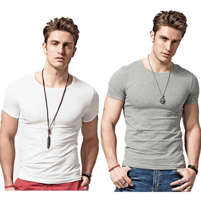 Men's T-shirt Short-sleeved Slim Solid Color Quick-drying