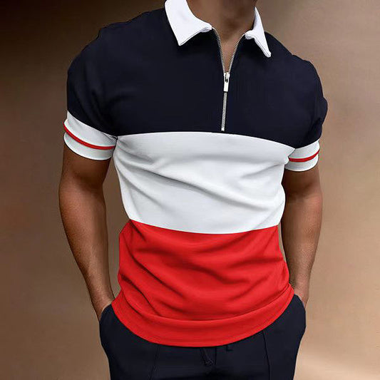 3D Printing Lapel Short Sleeve Pullover Casual Men's T-Shirt