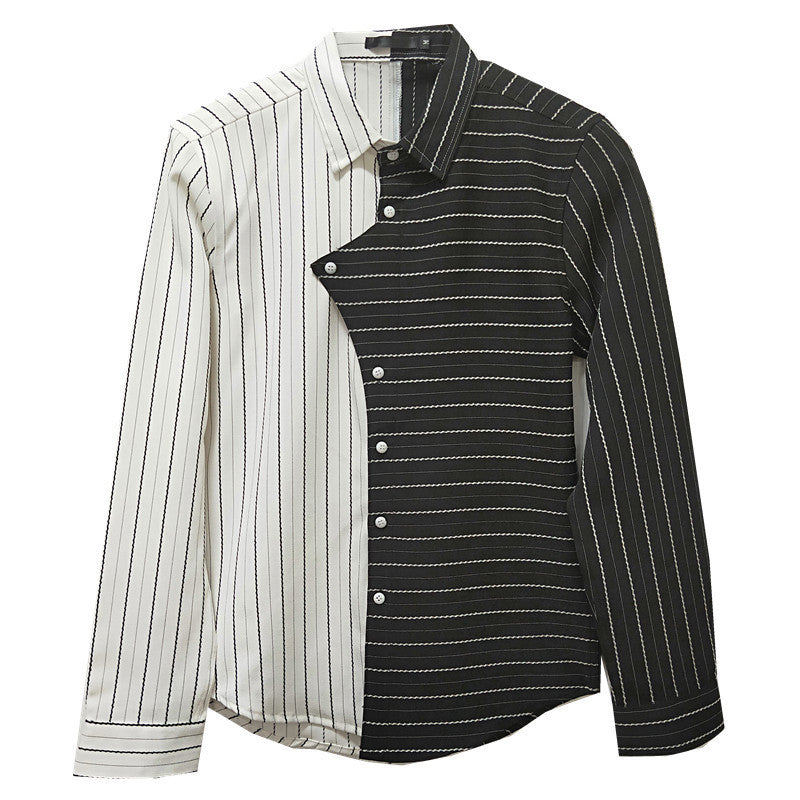 Four seasons British style contrast color stitching men shirt