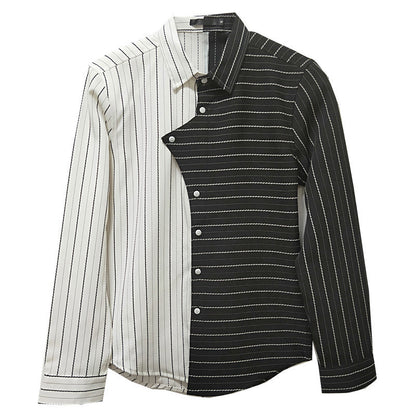 Four seasons British style contrast color stitching men shirt