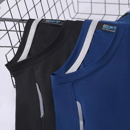 Round Neck Ice Silk Quick-drying T-shirt Marathon Short Sleeve