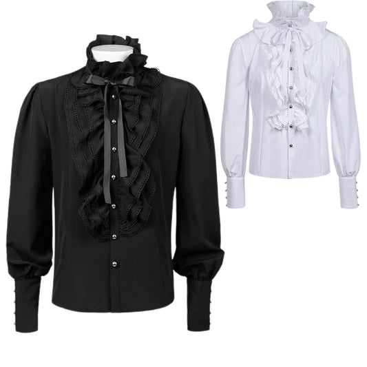Men's Pleated Shirt Steampunk Victorian Top Layered