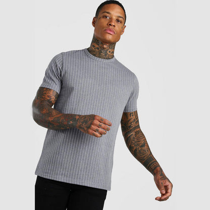 Short-sleeved 3D Printed T-shirt With Simple Stripes