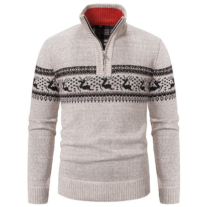 Handsome Bottom Line Large Size Half-zip Sweater