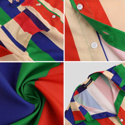 Color stripe printed shirt men's summer
