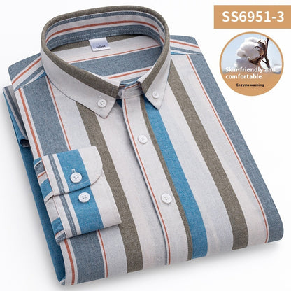 Men's Square Collar Casual Striped Shirt