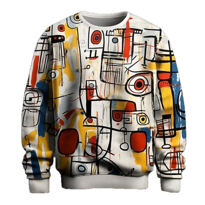 Mens Graffiti Pullover Long Sleeve Hoodie