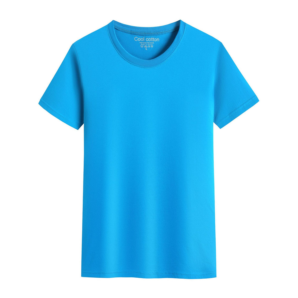 Cotton Blank With No Printed Patterns Round Neck Short T-shirt