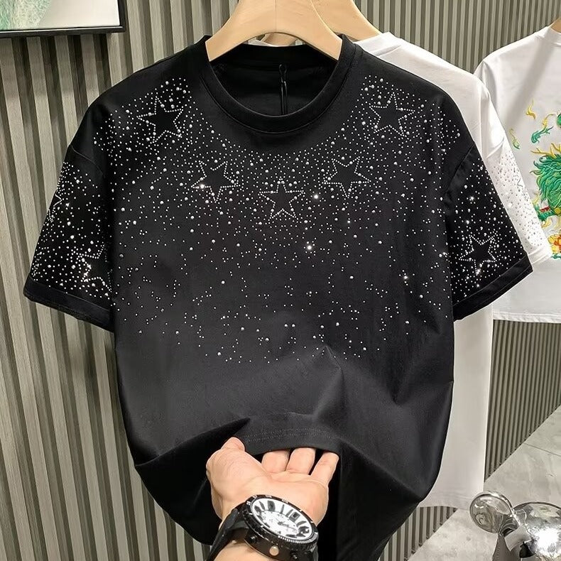 Starry Sky Short Sleeve Men's T-Shirt Casual Summer American Style