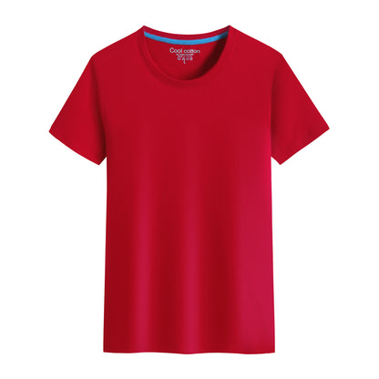 Cotton Blank With No Printed Patterns Round Neck Short T-shirt