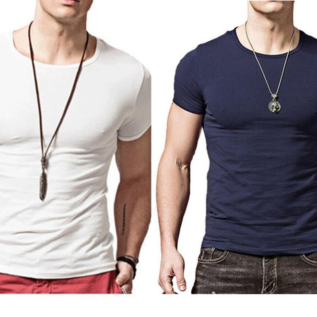 Men's T-shirt Short-sleeved Slim Solid Color Quick-drying