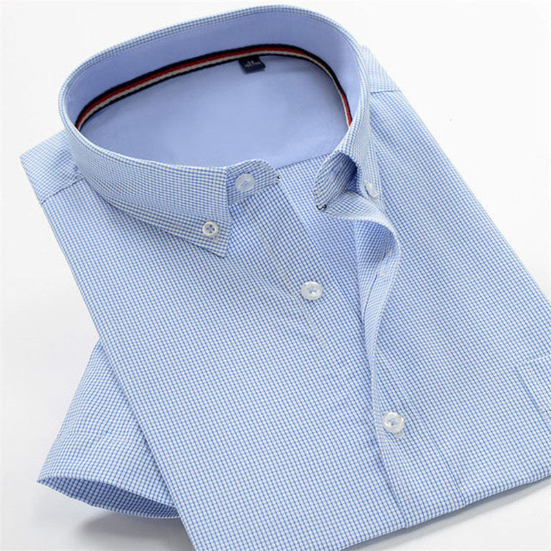Summer thin plus fat plus size men's plaid shirt