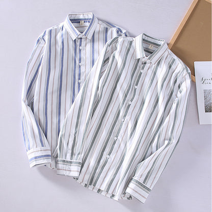Loose Square Collar Vertical Striped Shirt