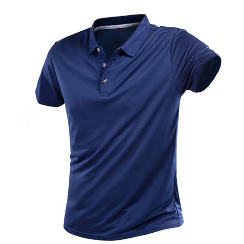 Men's Short Sleeve Sports Polo Shirt Lapel Solid Color T-Shirt