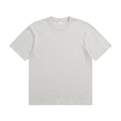 Men's Cotton T-shirt Heavy Solid Color Round Neck Short Sleeves