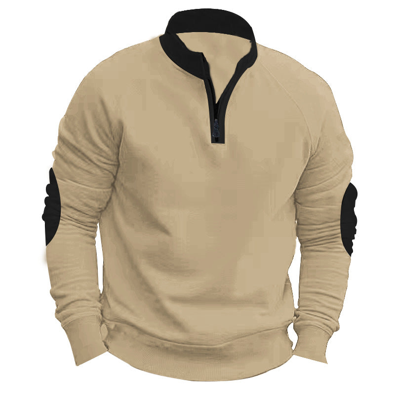 Stand Collar Pullover Half Zip Long Sleeve Coat