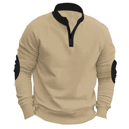 Stand Collar Pullover Half Zip Long Sleeve Coat