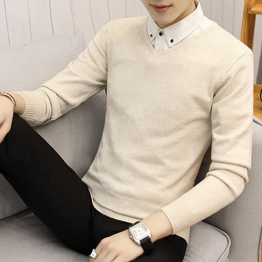 Casual Long-sleeve V-neck Sweater Base Layer