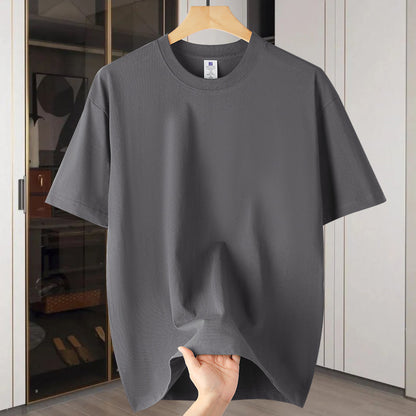 Drop Shoulder Loose Round Neck Pure Color All-matching