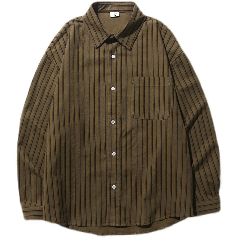 Men's Vintage Striped Long-sleeved Shirt