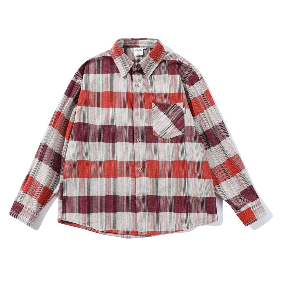 Retro Loose Long Sleeve Shirt Striped Shirt