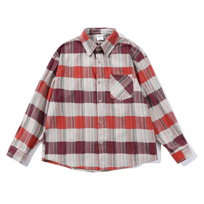 Retro Loose Long Sleeve Shirt Striped Shirt