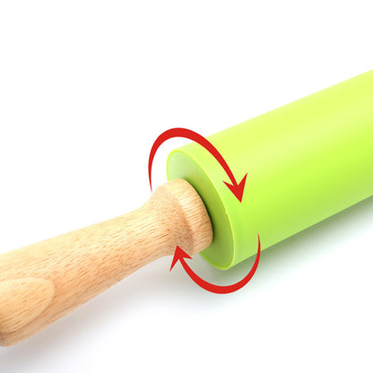 Silicone wooden handle rolling pin