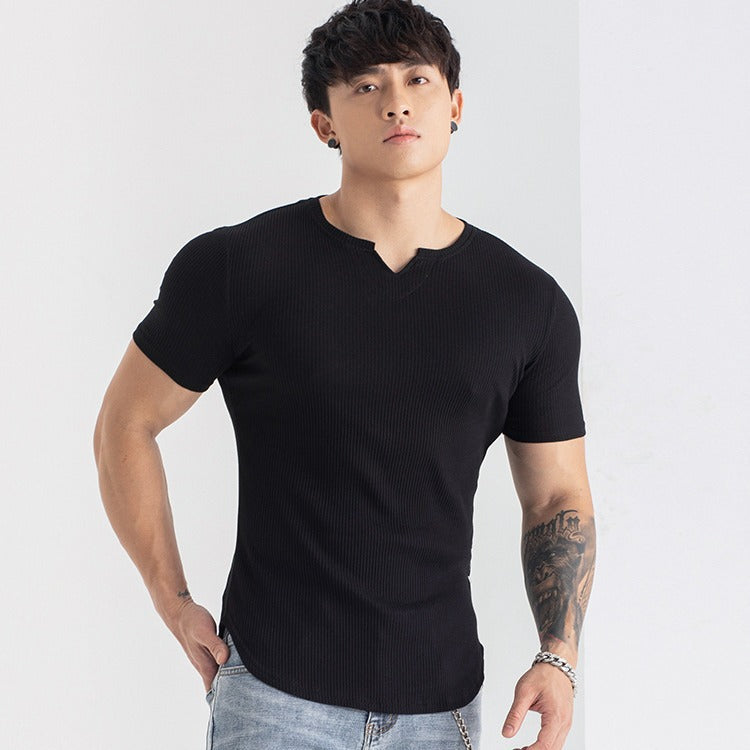Quick-drying Striped Thin Fashion Slim-fit Short Sleeve