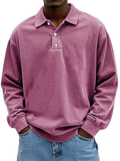 Fall Men's Long Sleeve Polo Shirts Casual Breathable Comfortable Tees Shirt Solid High Quality Sweatshirt Male T-Shirt