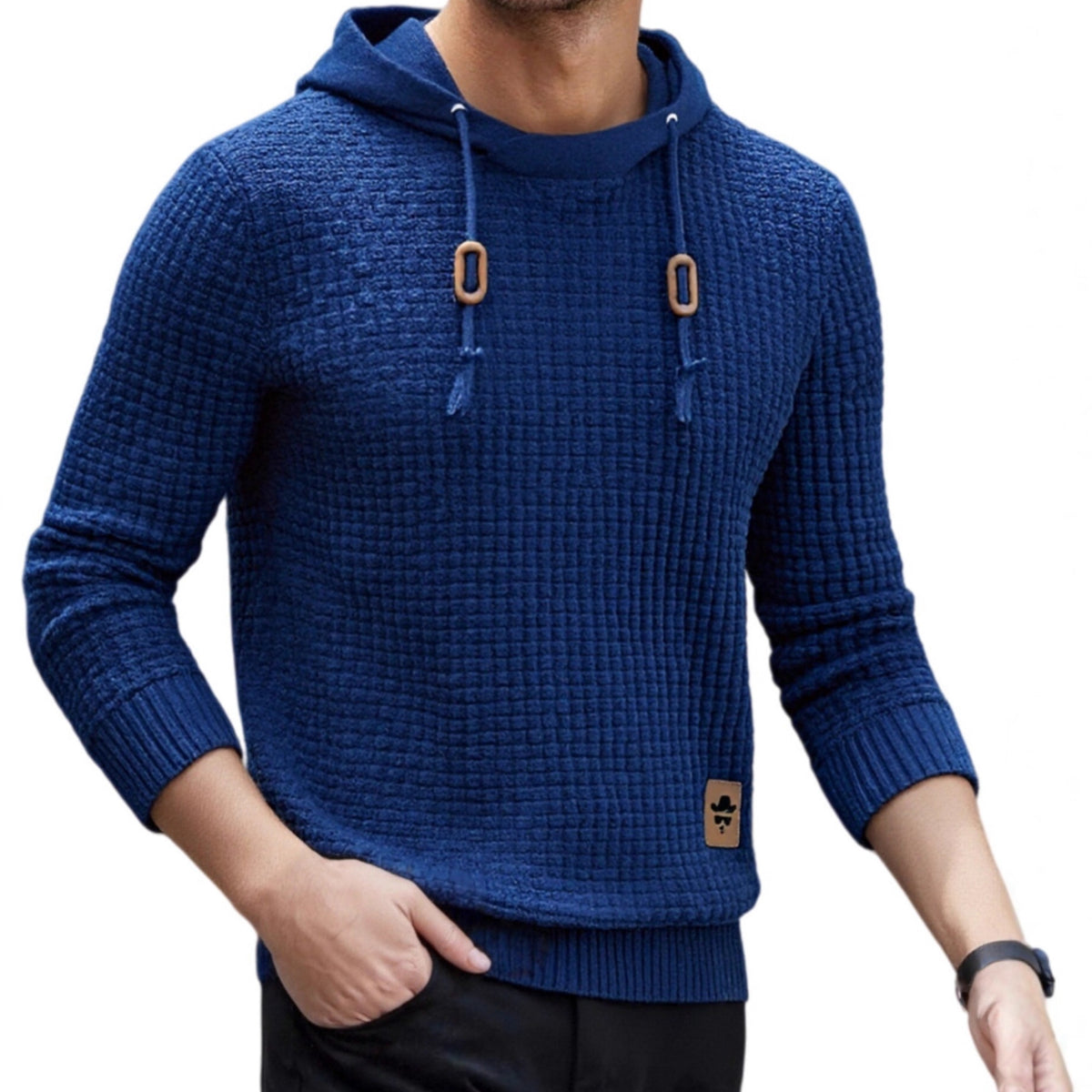 Mens Trendy Casual Knitted Pullover Hoodie
