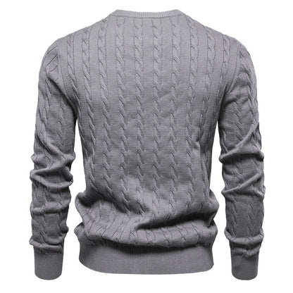 Embroidered Solid Color Knitted Sweater With Deer Pattern